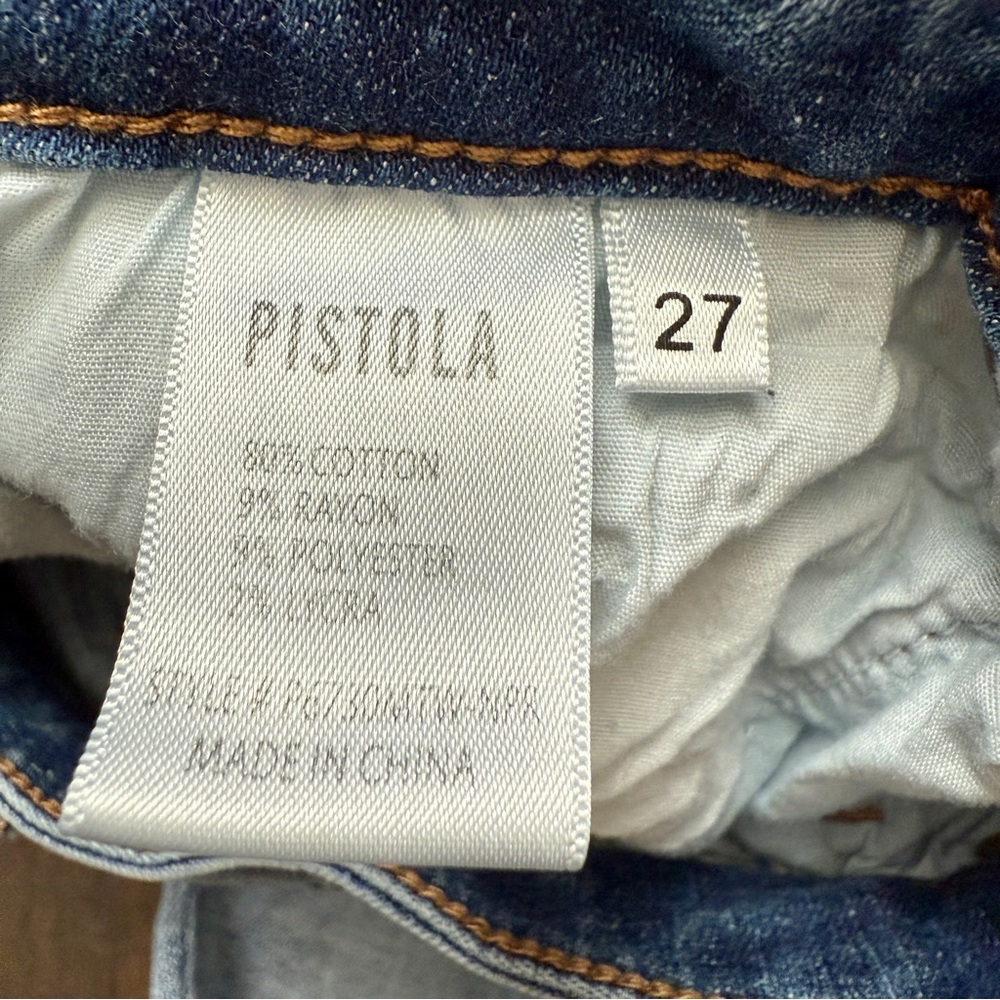 Pistola Mid-Rise Light Wash Crop Jeans with Raw Hem | Size 27 - Picture 6 of 6